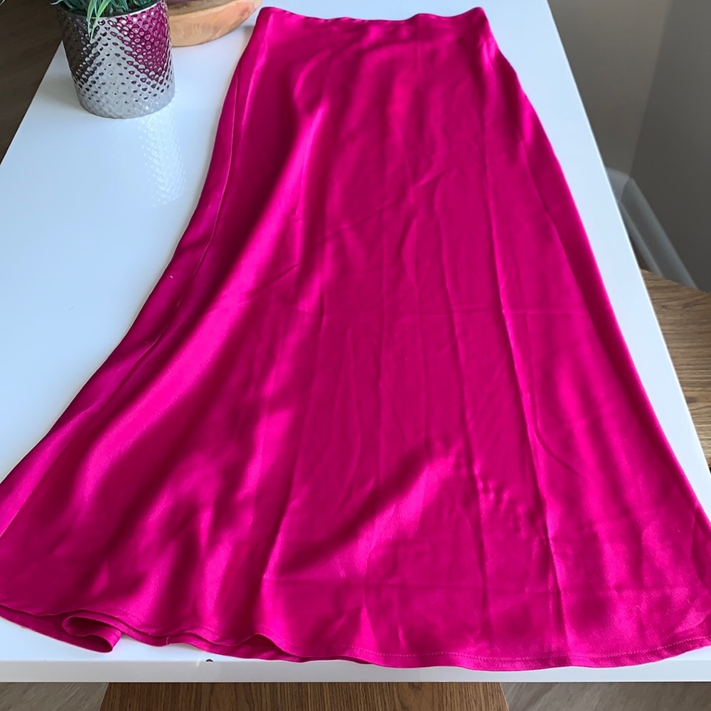 Fuchsia silk maxi skirt